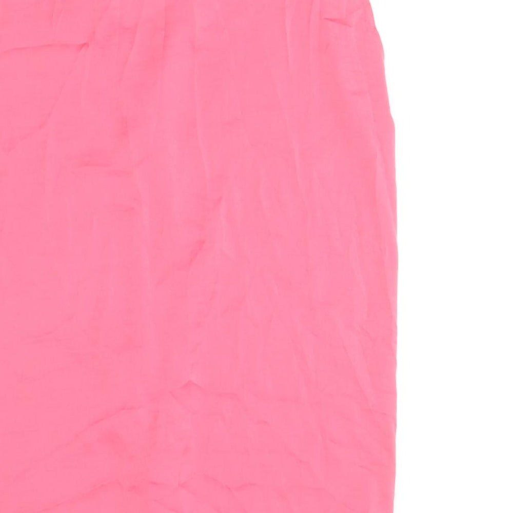 Marks & Spencer Womens Pink Polyester Basic Tank Size 10 V-Neck