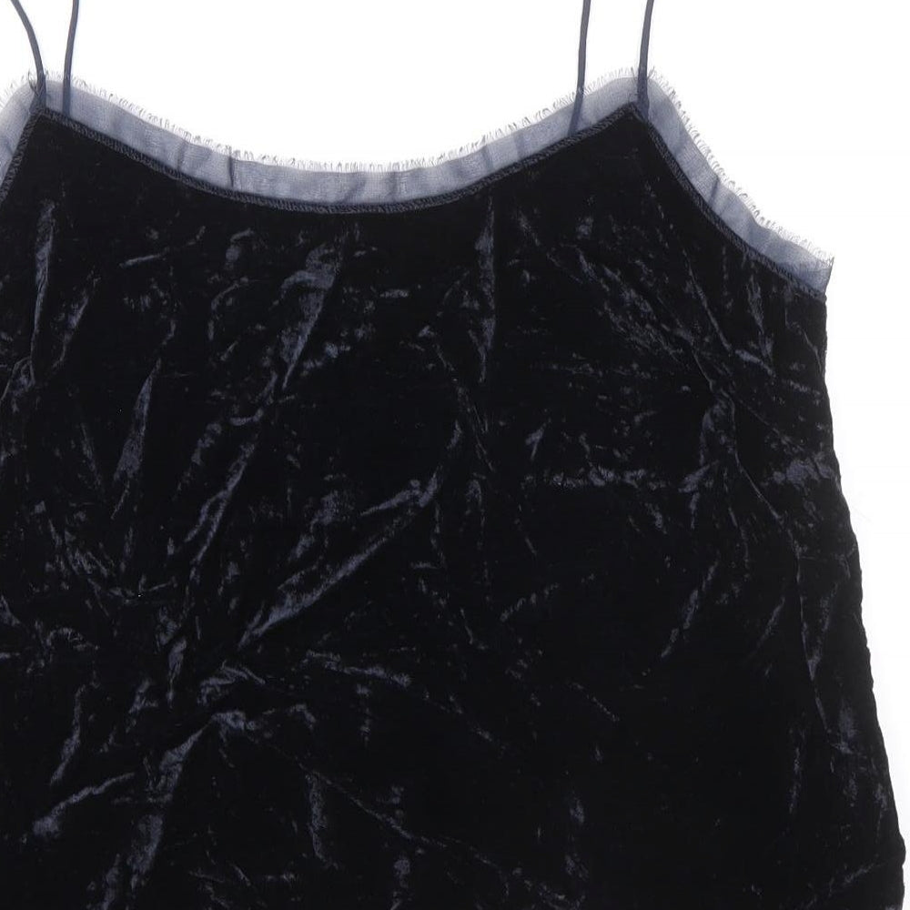 H&M Womens Black Viscose Basic Tank Size 12 Round Neck