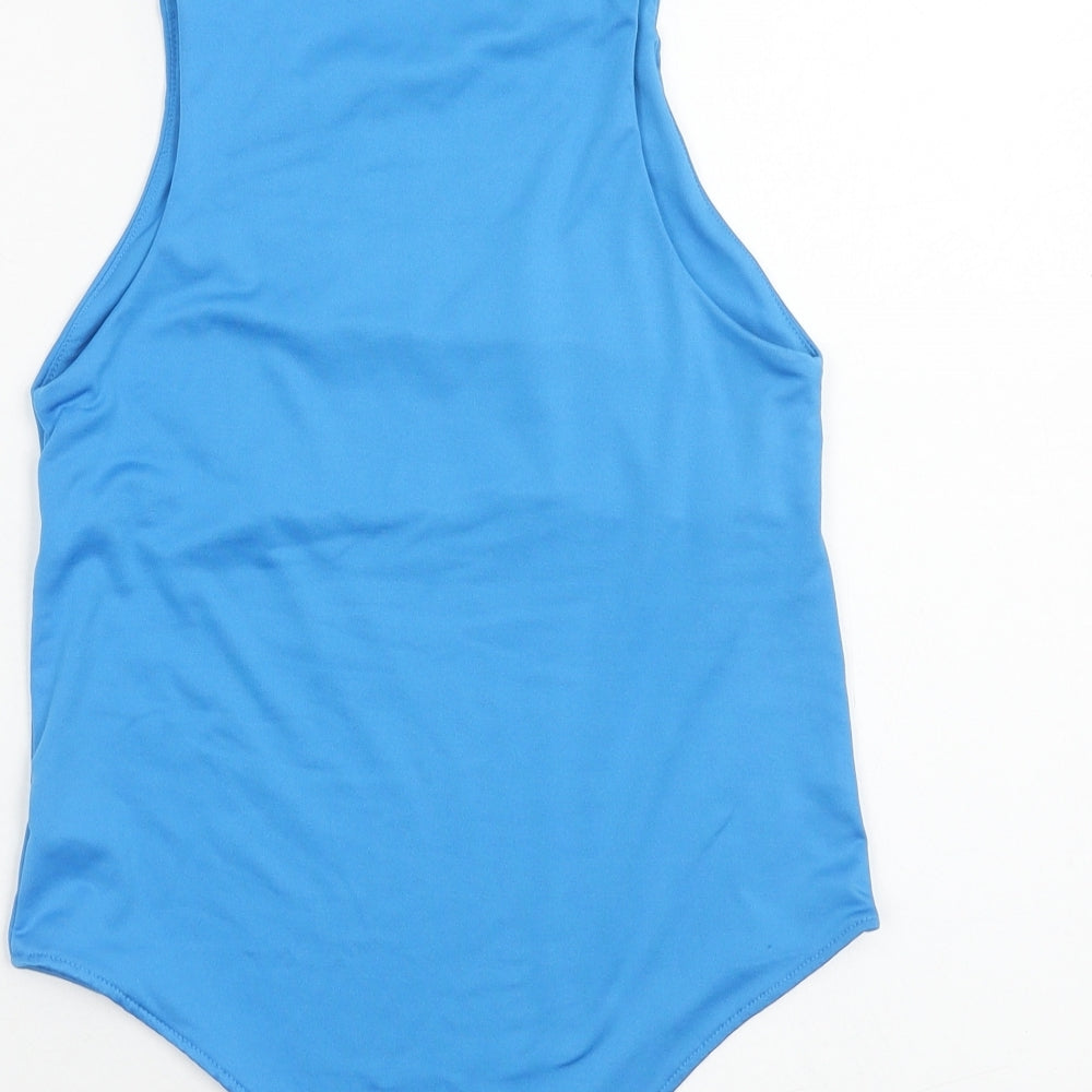 Dunnes Stores Womens Blue Polyester Bodysuit One-Piece Size S Snap