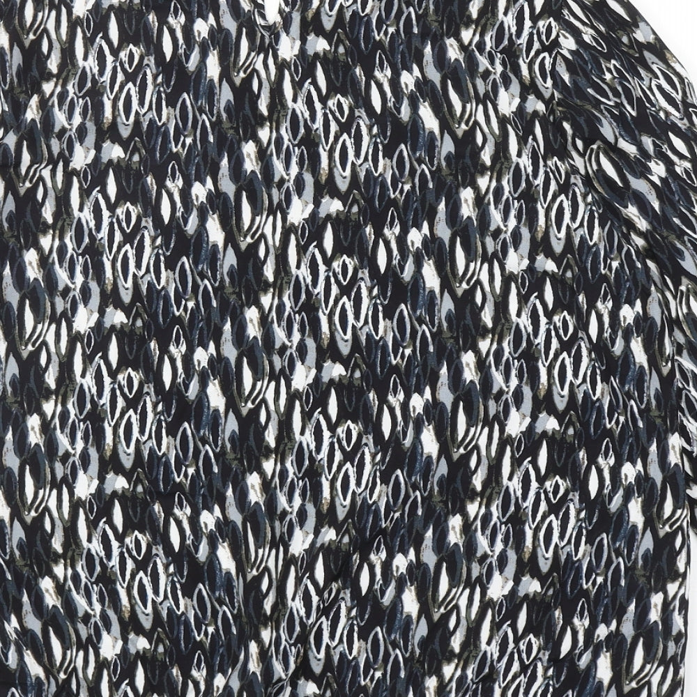 Yest Womens Black Geometric Viscose Basic T-Shirt Size 12 Round Neck