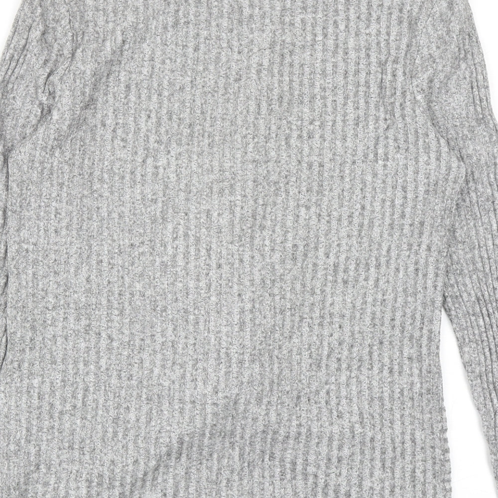 New Look Womens Grey Round Neck Viscose Pullover Jumper Size 8