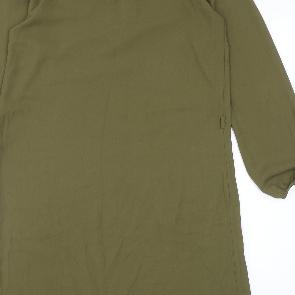 New Look Womens Green Polyester Sheath Size 8 Round Neck Button