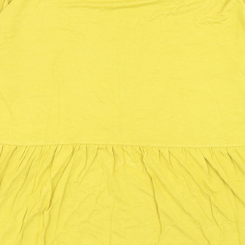Indigo & Co Womens Yellow Viscose Basic T-Shirt Size M Round Neck
