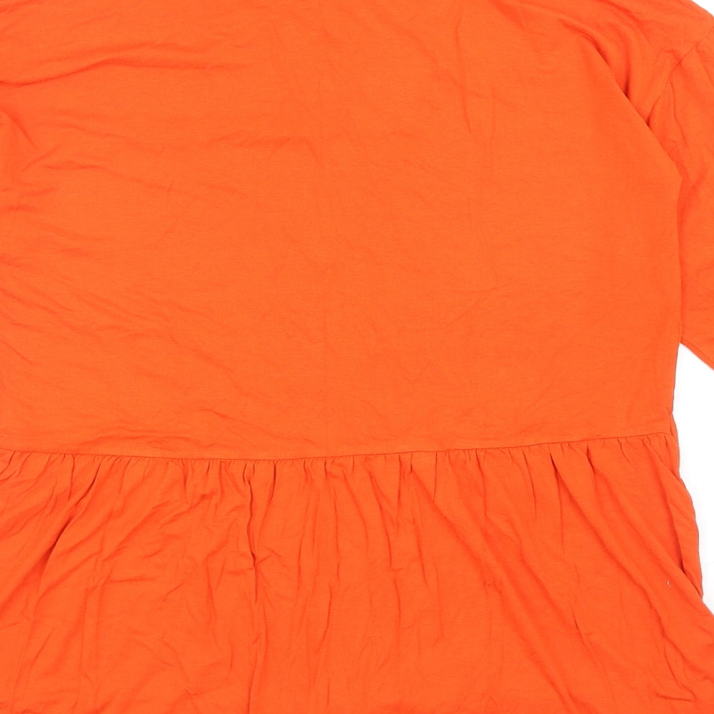 Indigo & Co Womens Orange Viscose Basic T-Shirt Size M Round Neck