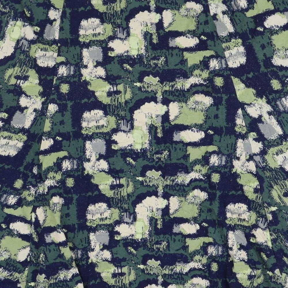 Preworn Womens Green Geometric Polyester Skater Skirt Size 38 in