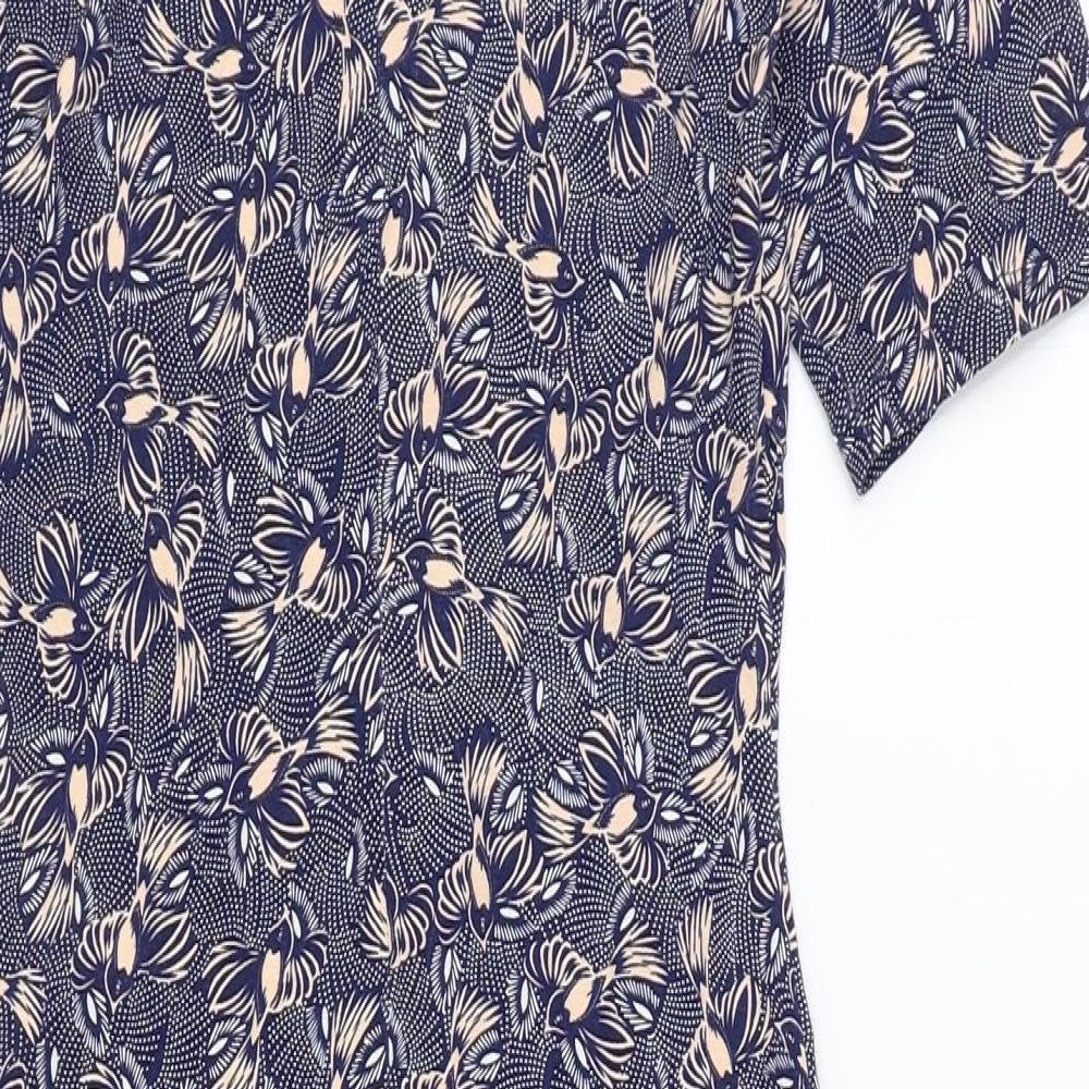 Warehouse Womens Multicoloured Geometric Viscose A-Line Size 6 Round Neck Pullover - Bird Pattern