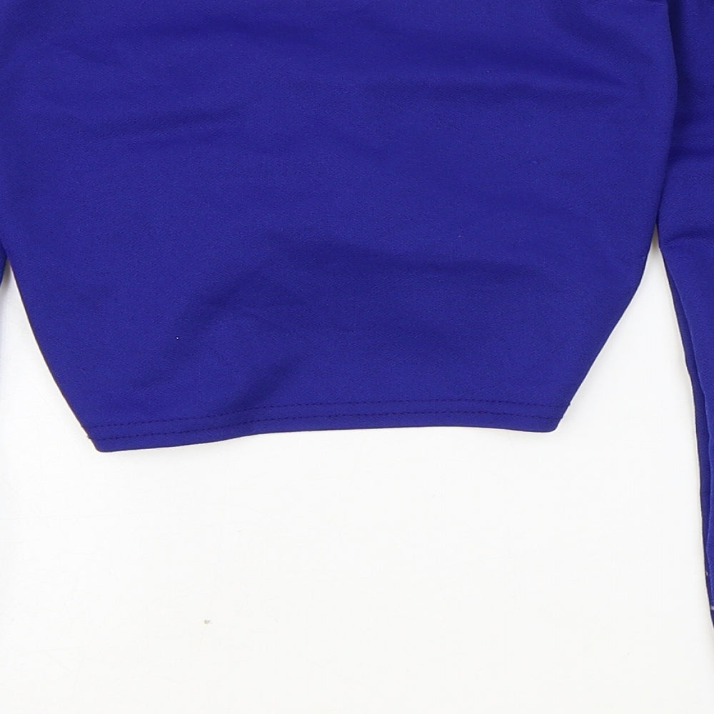PRETTYLITTLETHING Womens Blue Polyester Cropped Blouse Size 8 V-Neck