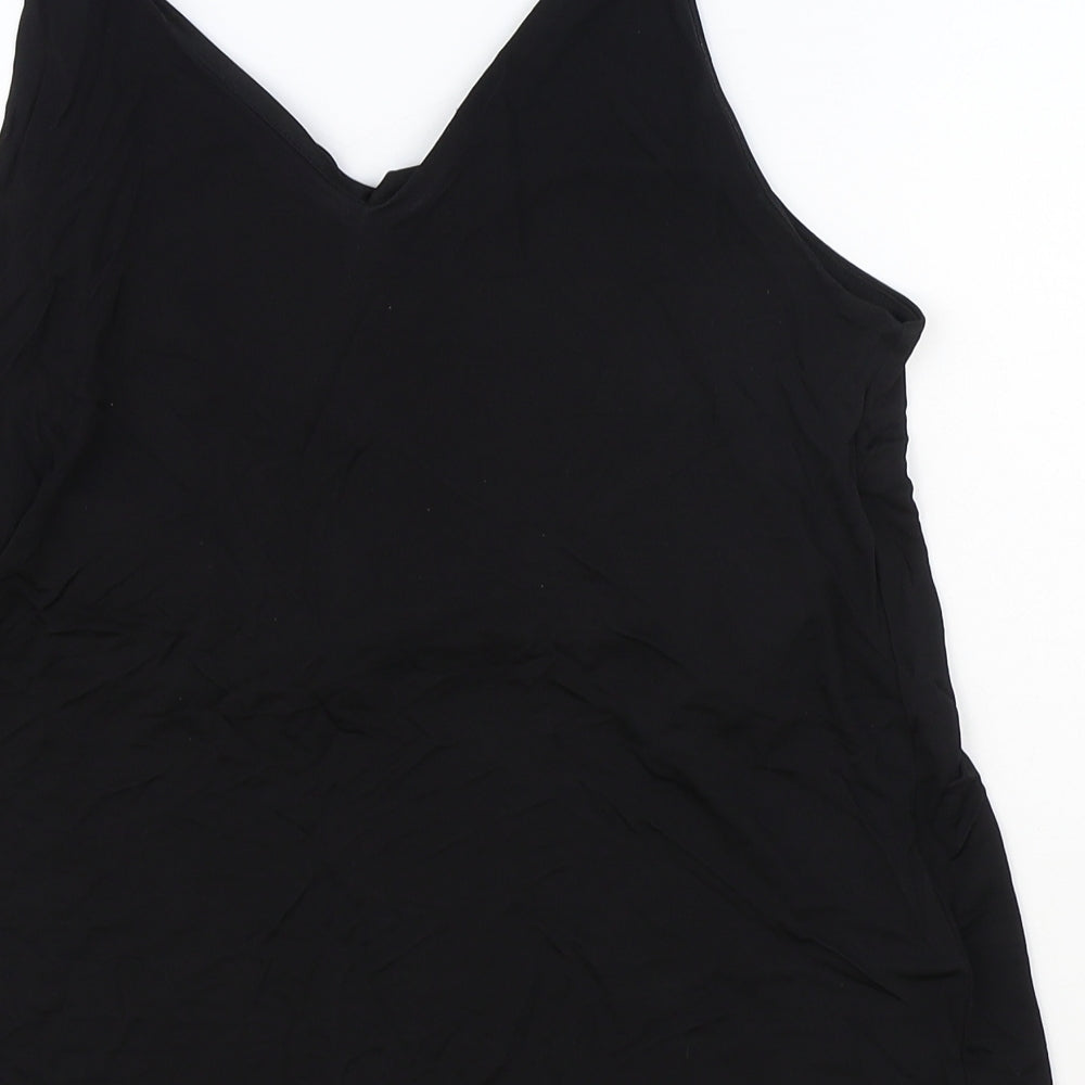 H&M Womens Black Viscose Basic Tank Size S V-Neck
