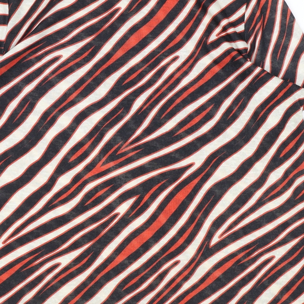Love Tees Womens Multicoloured Animal Print Polyester Basic T-Shirt Size 14 Round Neck - Tiger Print