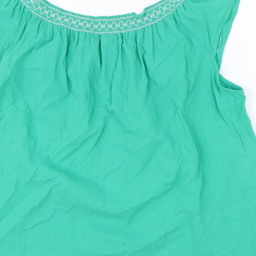 Marks & Spencer Womens Green 100% Cotton Basic T-Shirt Size 8 Off the Shoulder