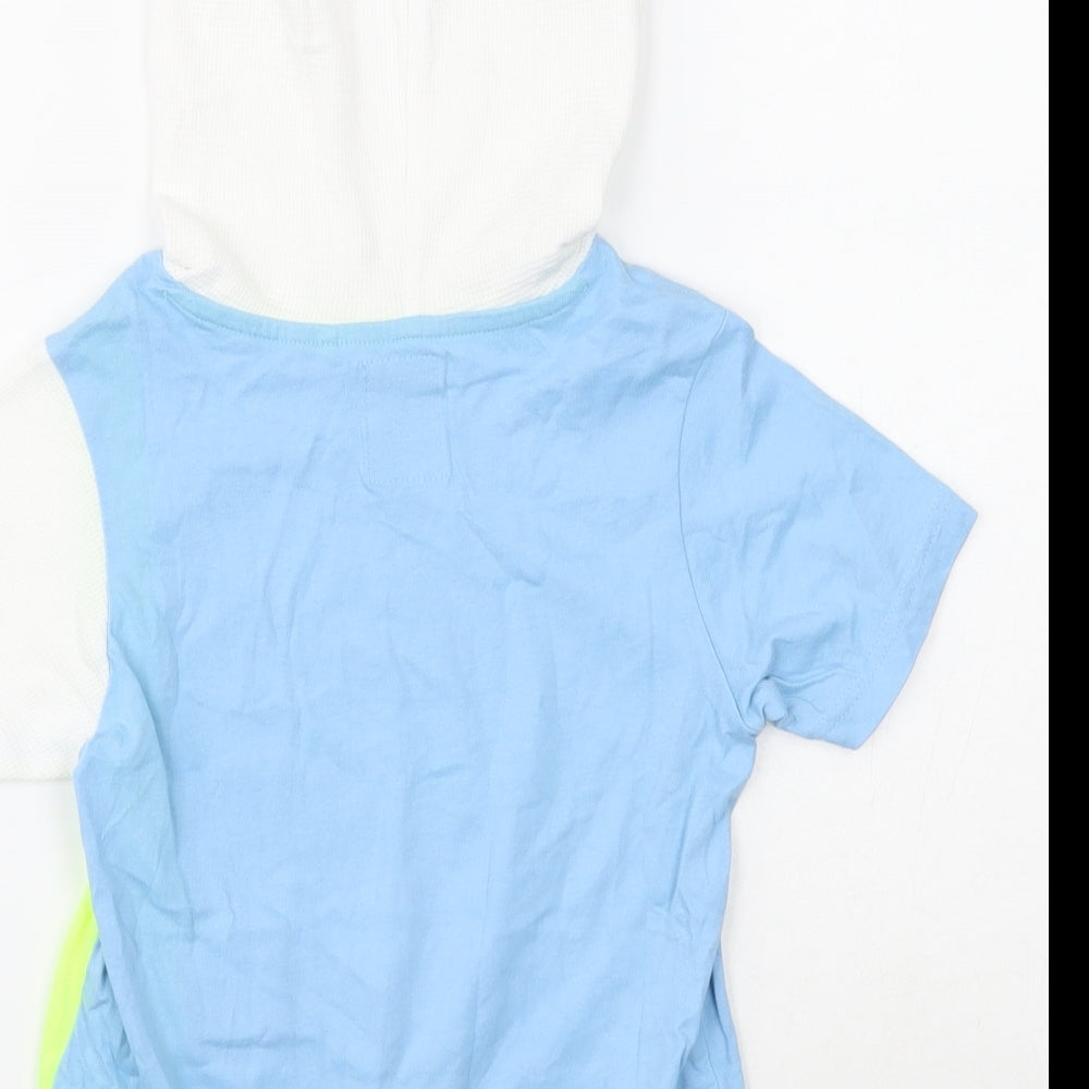 Hop Boys Blue Cotton Basic T-Shirt Size 6-7 Years Round Neck Pullover