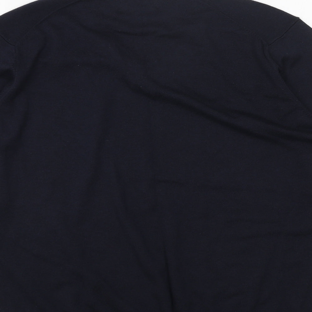 Marks & Spencer Mens Blue V-Neck Cotton Pullover Jumper Size L