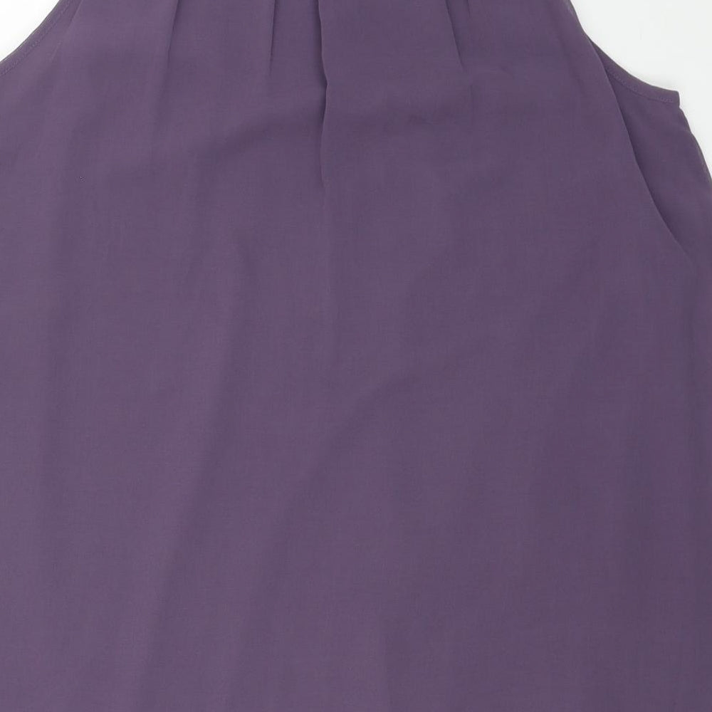 INTOWN Womens Purple Polyester Basic Tank Size 8 Round Neck
