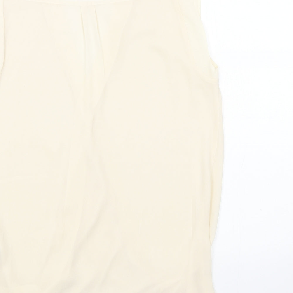 Oasis Womens Beige Polyester Basic Blouse Size 8 V-Neck