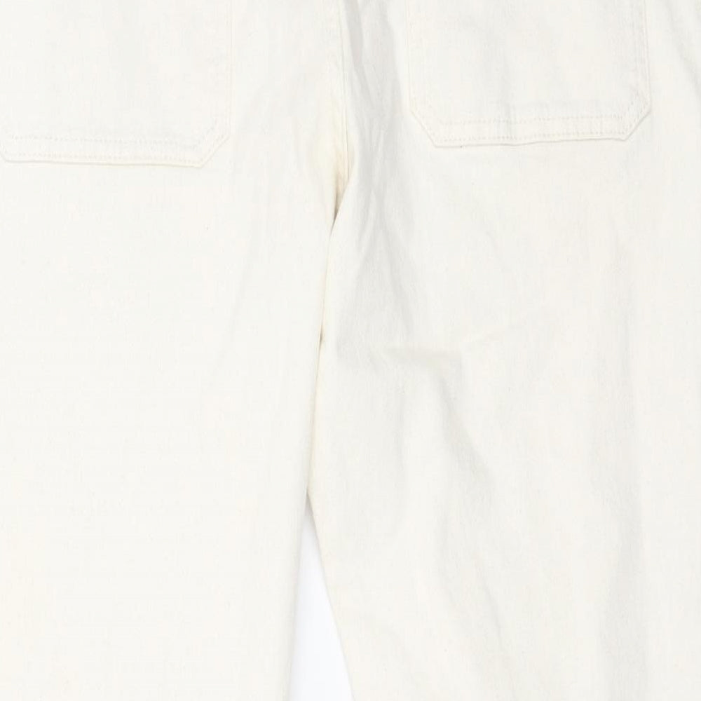 Marks & Spencer Womens White Cotton Tapered Jeans Size 34 in L29 in Regular Button