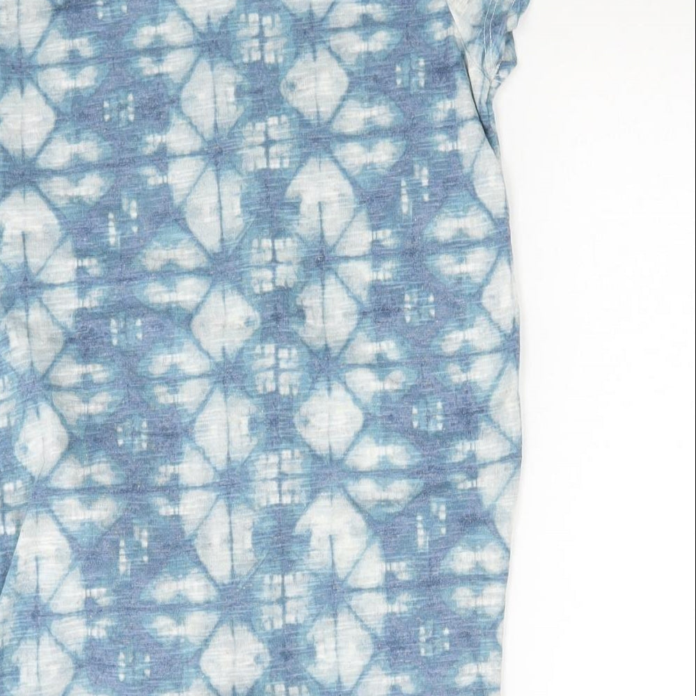 NEXT Womens Blue Geometric Polyester Tunic T-Shirt Size 8 Round Neck