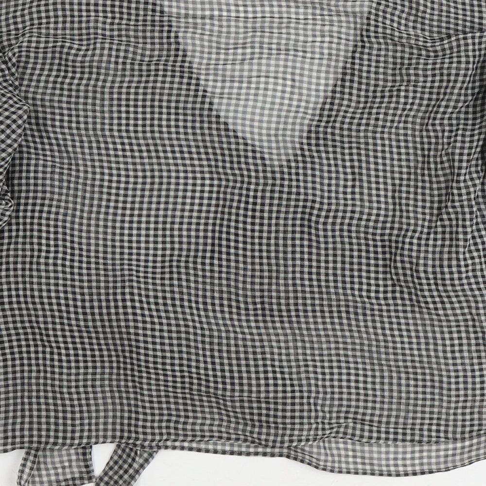 River Island Womens Black Check Polyester Wrap Blouse Size 10 V-Neck