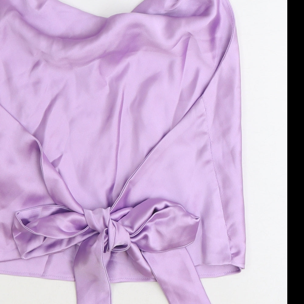 Zara Womens Purple Polyester Cropped Tank Size 2XL Cowl Neck