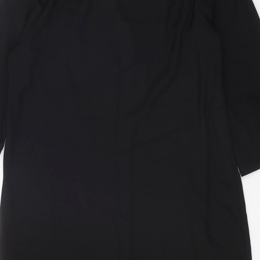 Marks & Spencer Womens Black Polyester Sheath Size 14 V-Neck Pullover