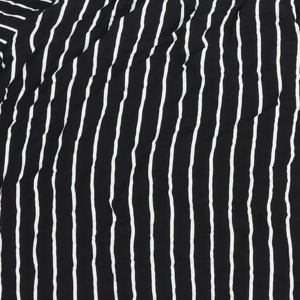 Apricot Womens Black Striped Viscose Basic Blouse Size 8 Boat Neck