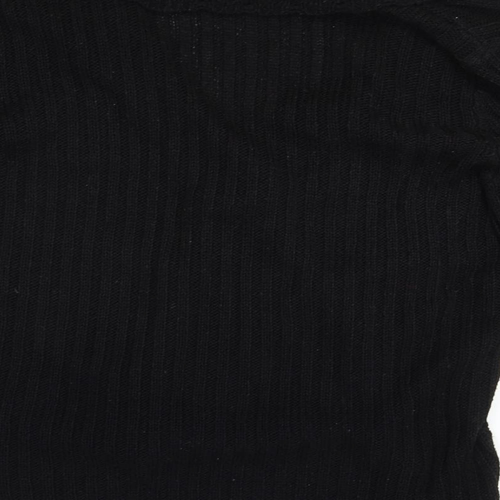 M&Co Womens Black V-Neck Acrylic Cardigan Jumper Size L