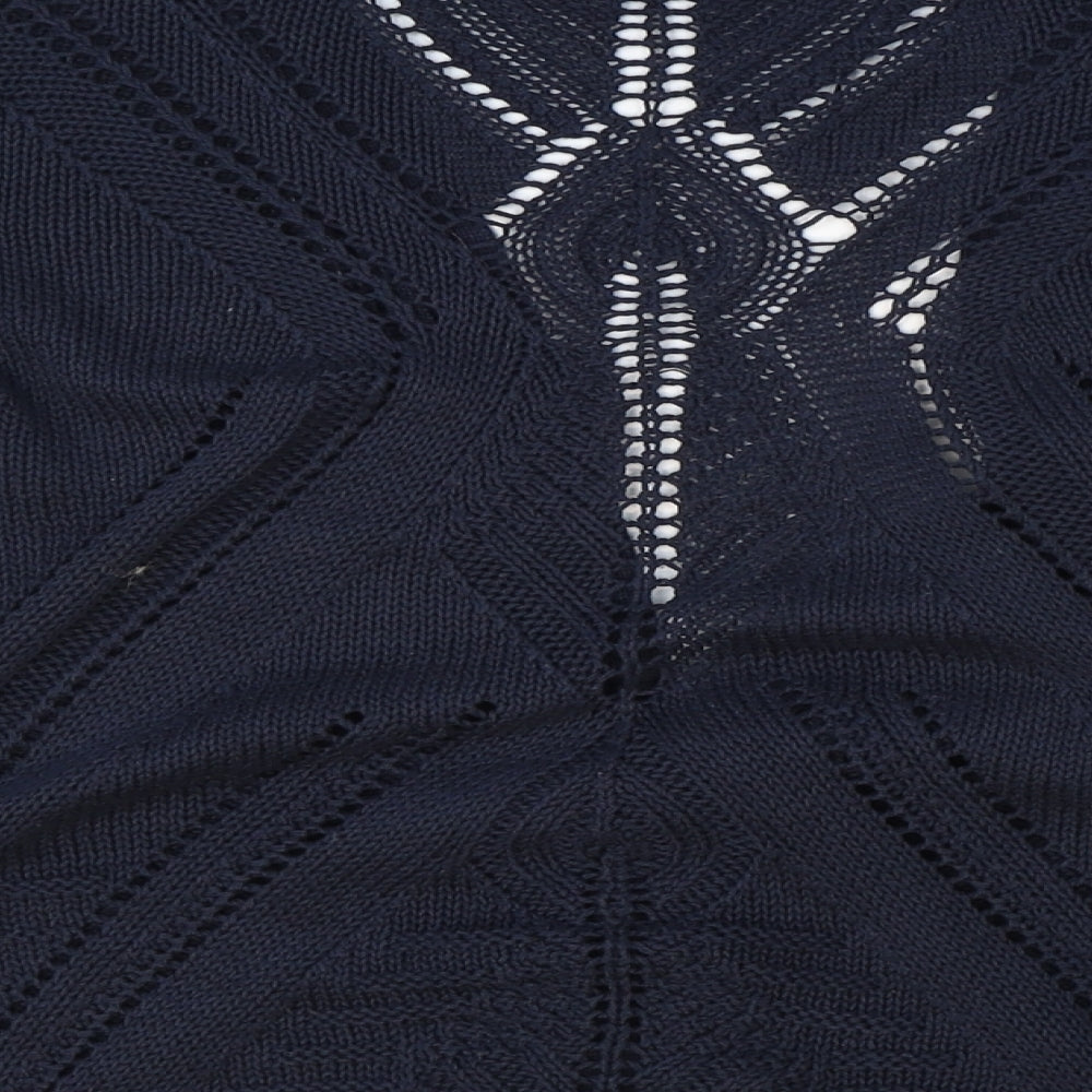 BHS Womens Blue V-Neck Cotton Cardigan Jumper Size 14