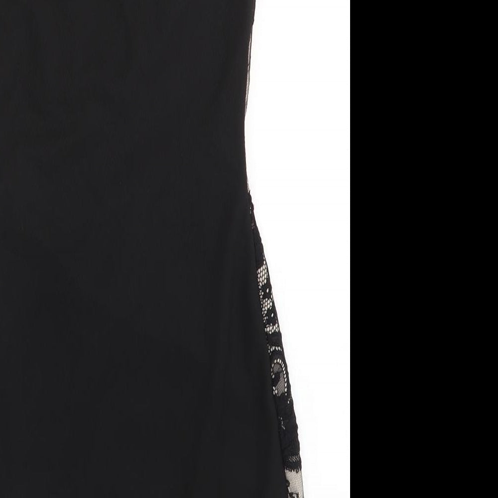 Lipsy Womens Black Geometric Polyester Fit & Flare Size 8 Round Neck Zip