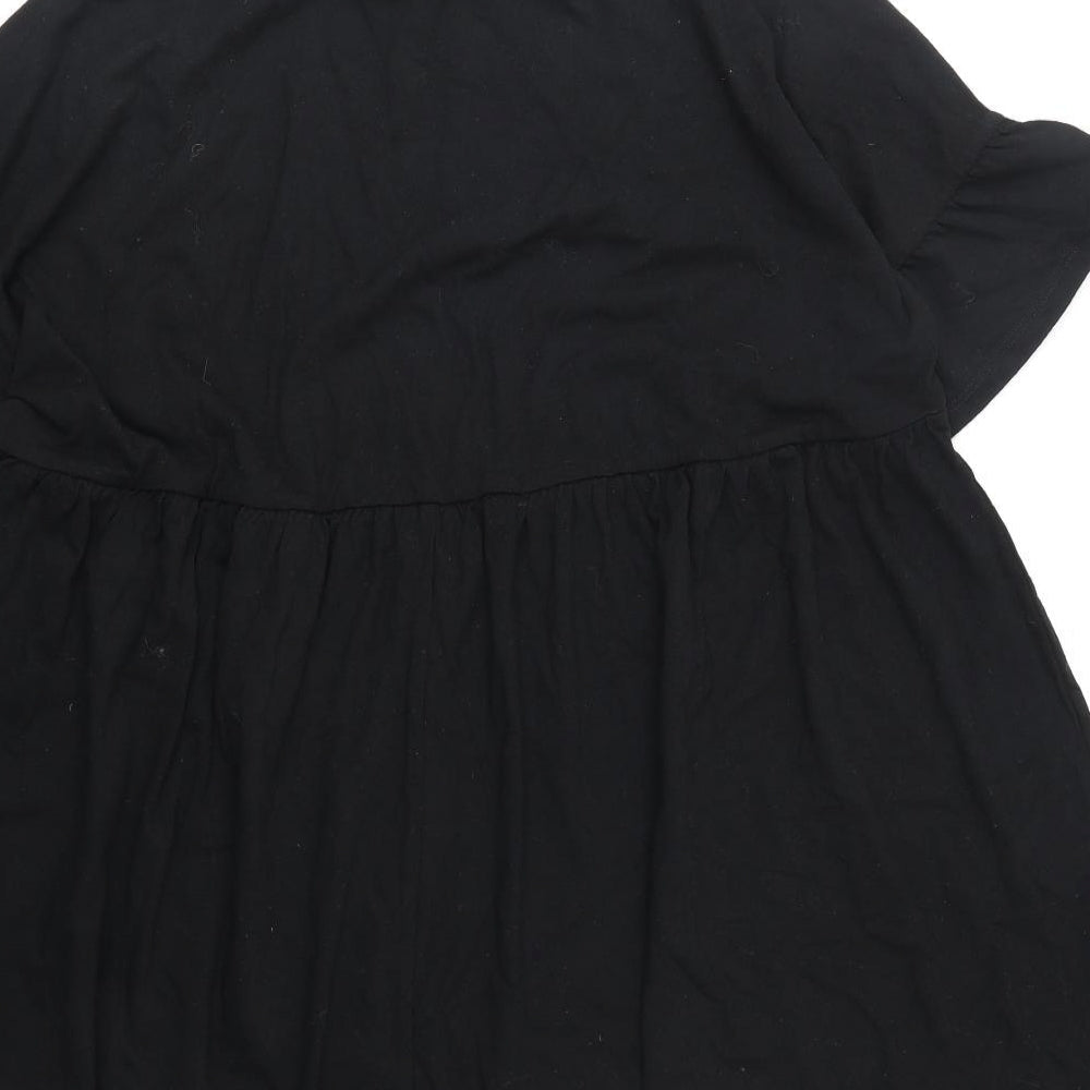 ASOS Womens Black Cotton T-Shirt Dress Size 4 Round Neck Pullover