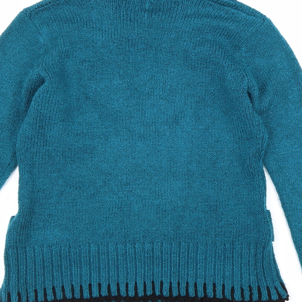 Saloos Womens Blue Round Neck Acrylic Pullover Jumper Size M