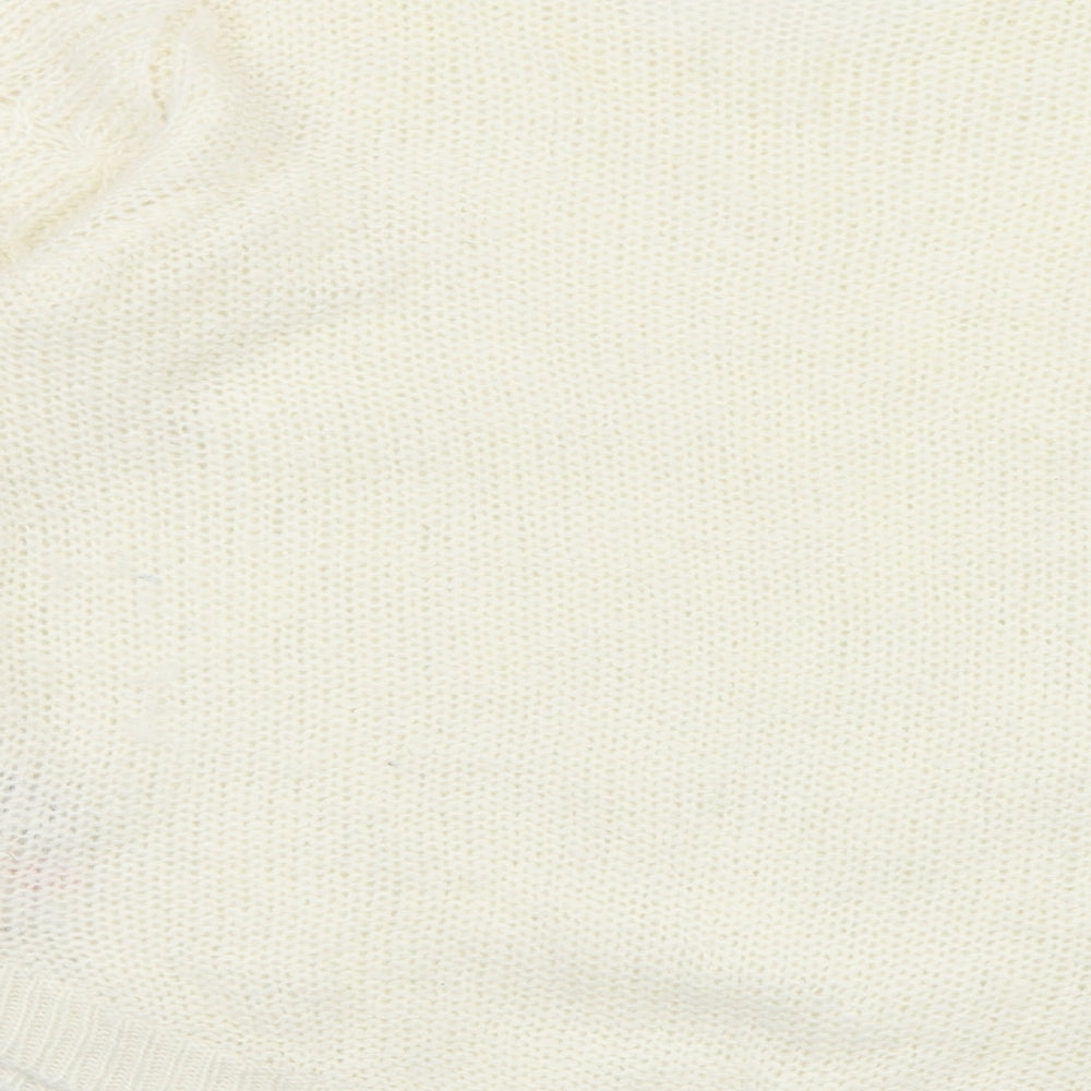 Dorothy Perkins Womens Ivory Scoop Neck Acrylic Pullover Jumper Size 12