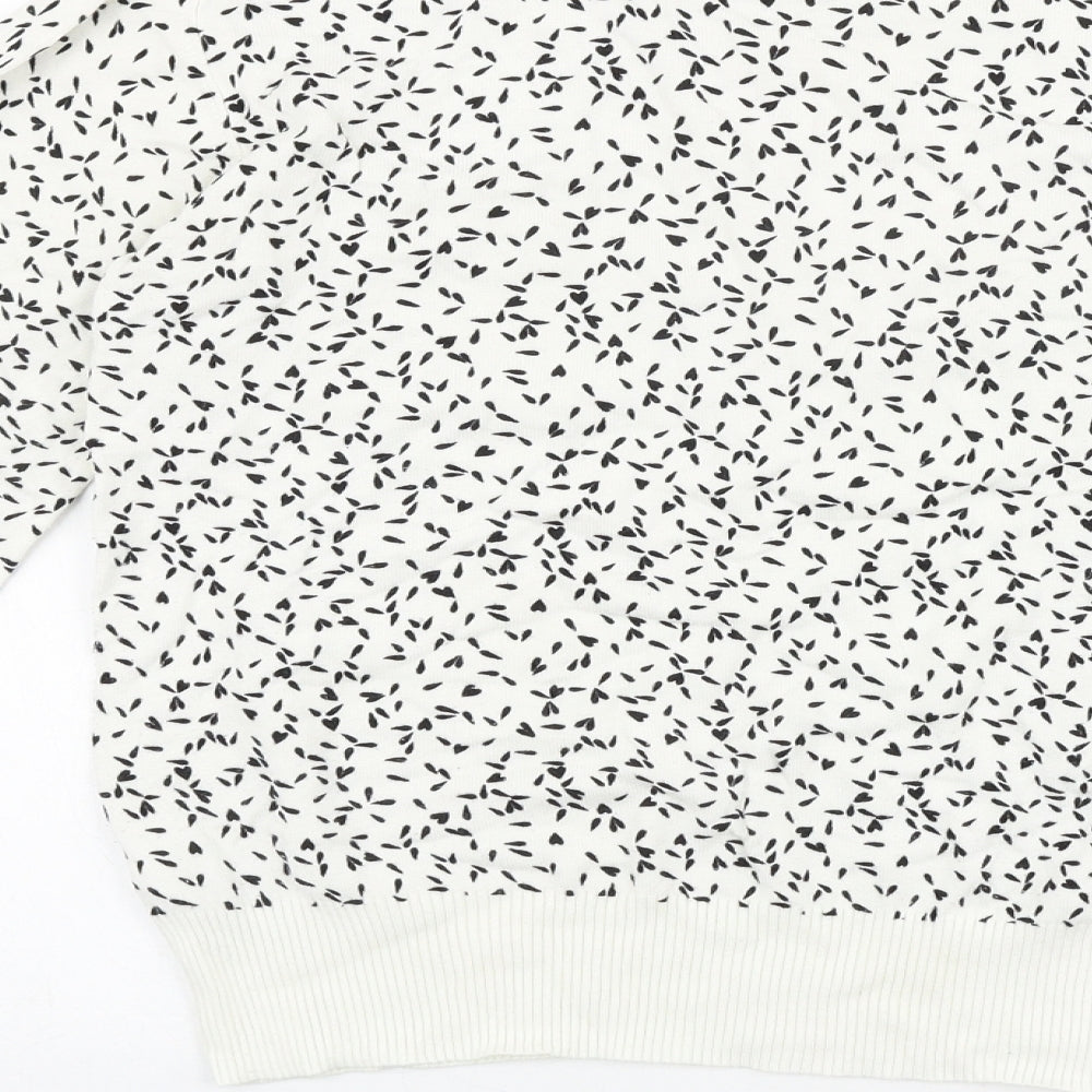 NEXT Womens White Scoop Neck Geometric Polyester Pullover Jumper Size 10