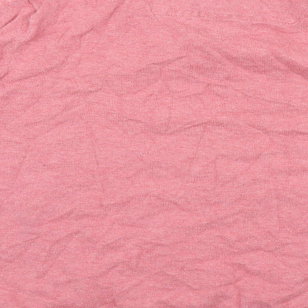 Marks & Spencer Womens Pink V-Neck Cotton Pullover Jumper Size M - Built in Shirt