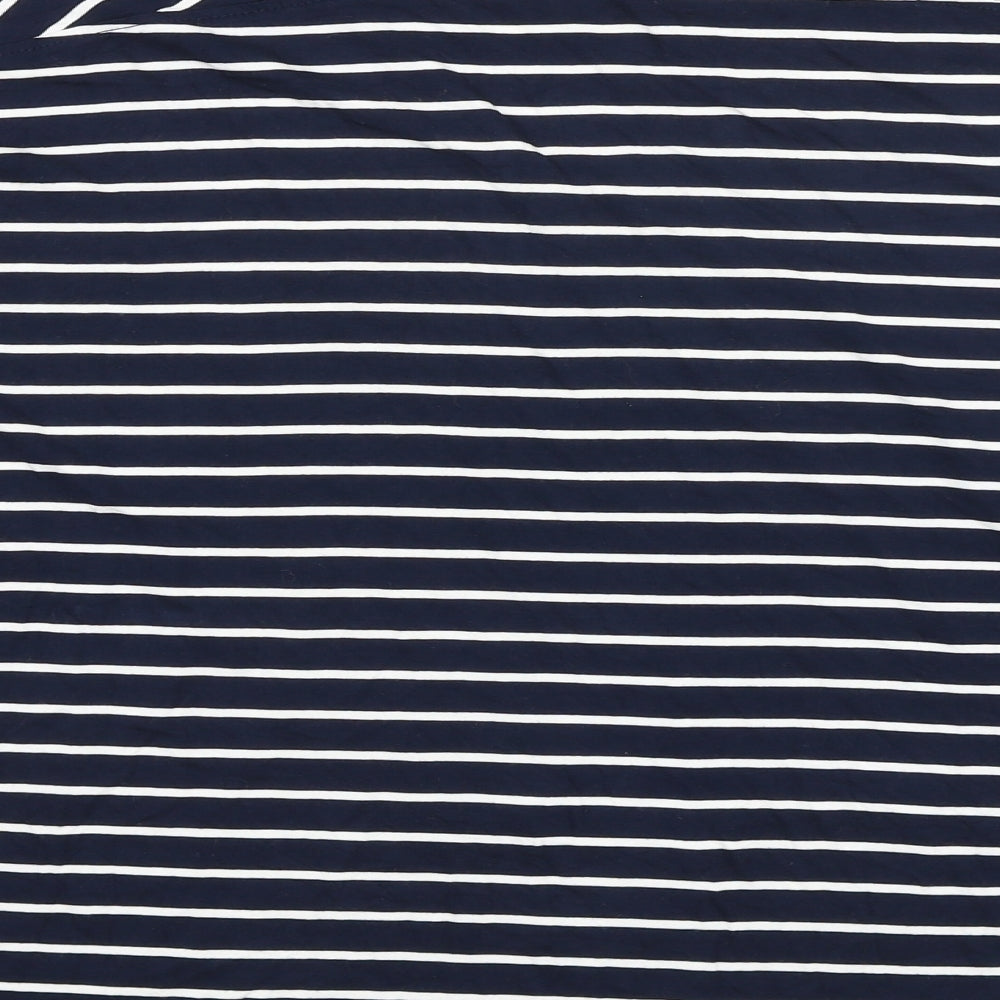 NEXT Womens Blue Striped Viscose Basic T-Shirt Size 10 V-Neck
