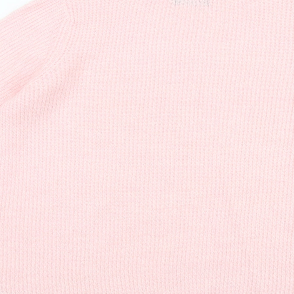 M&Co Womens Pink Mock Neck Acrylic Pullover Jumper Size 10