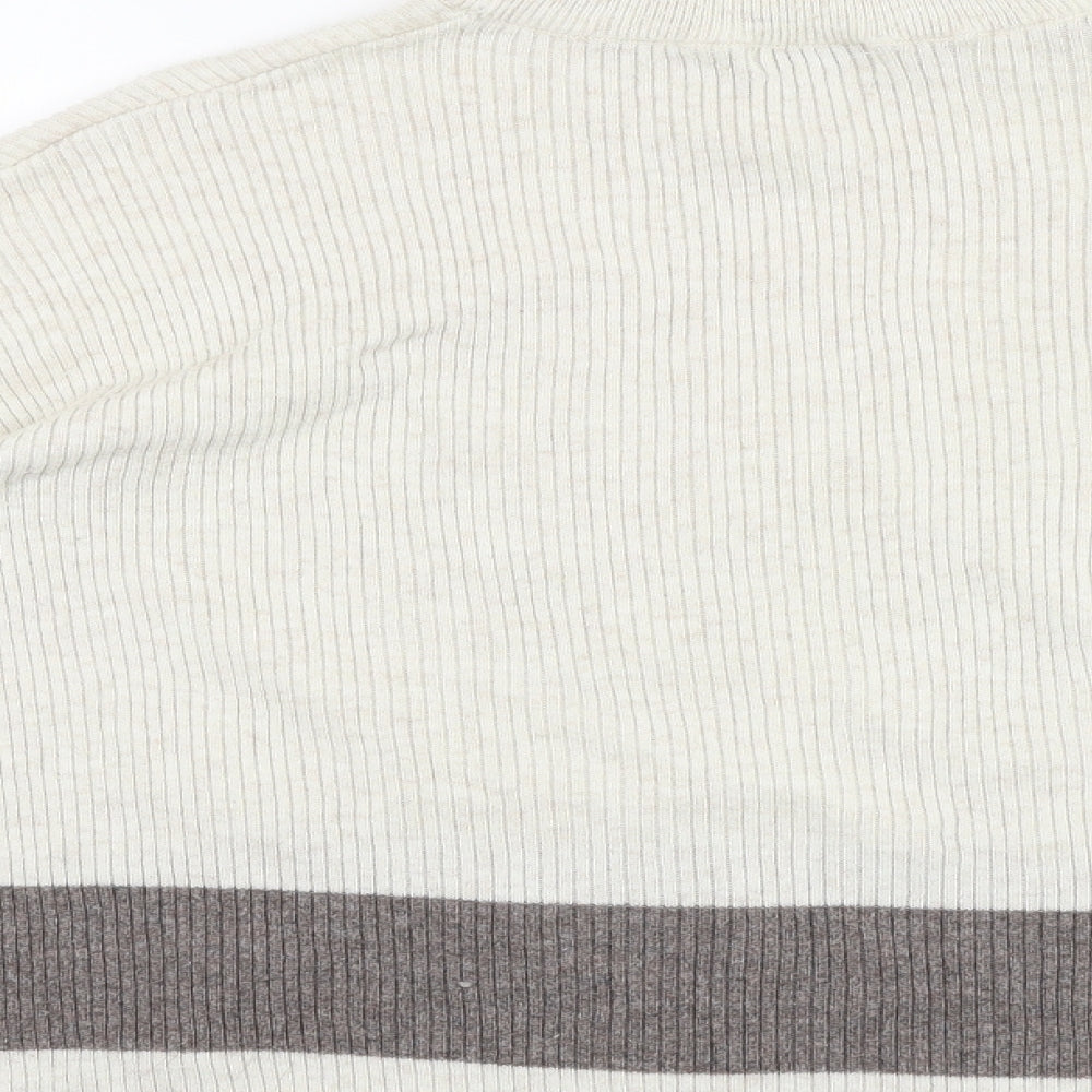 Jaqueline De Yong Womens Beige Mock Neck Acrylic Pullover Jumper Size M