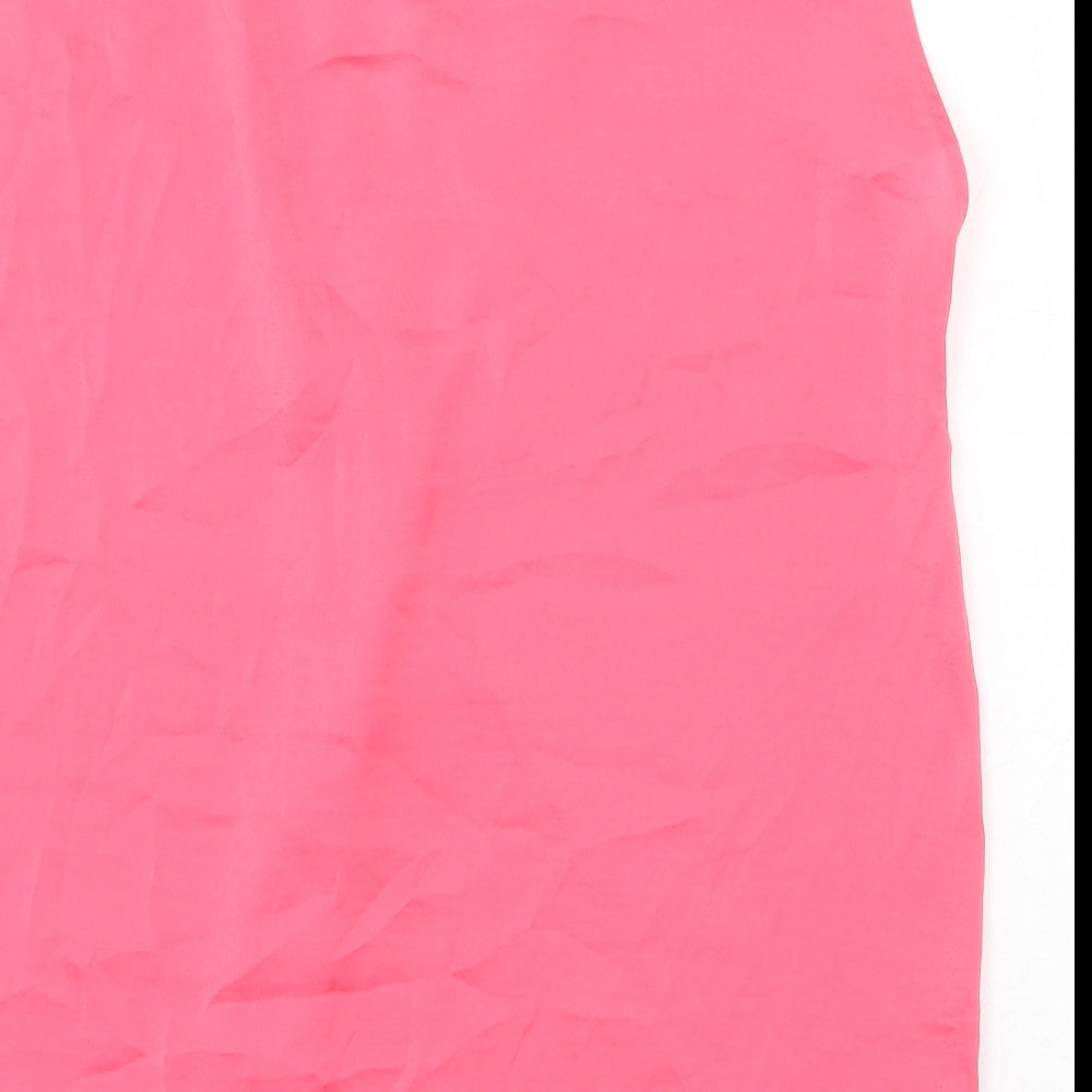 Marks & Spencer Womens Pink Polyester Basic Tank Size 6 V-Neck