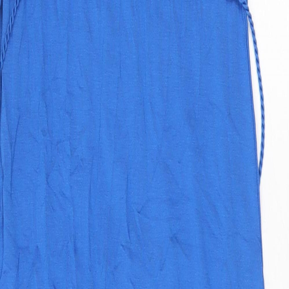 Marks & Spencer Womens Blue Viscose Tank Dress Size 8 V-Neck Tie