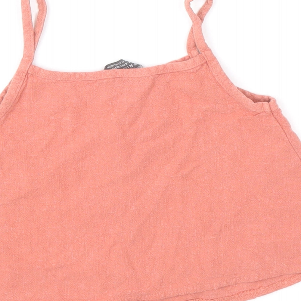 Primark Girls Pink Viscose Basic Blouse Size 7-8 Years Square Neck Pullover