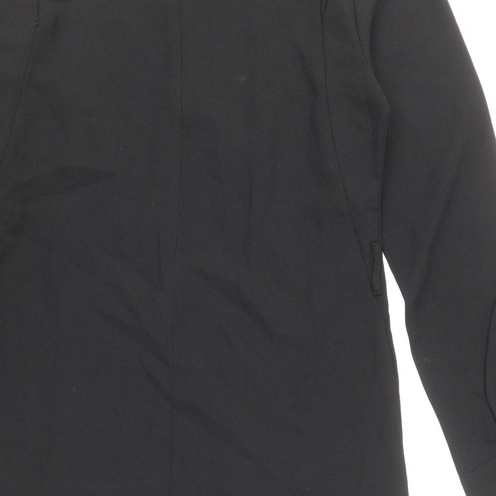 Warehouse Womens Black Polyester Shift Size 10 Round Neck Zip