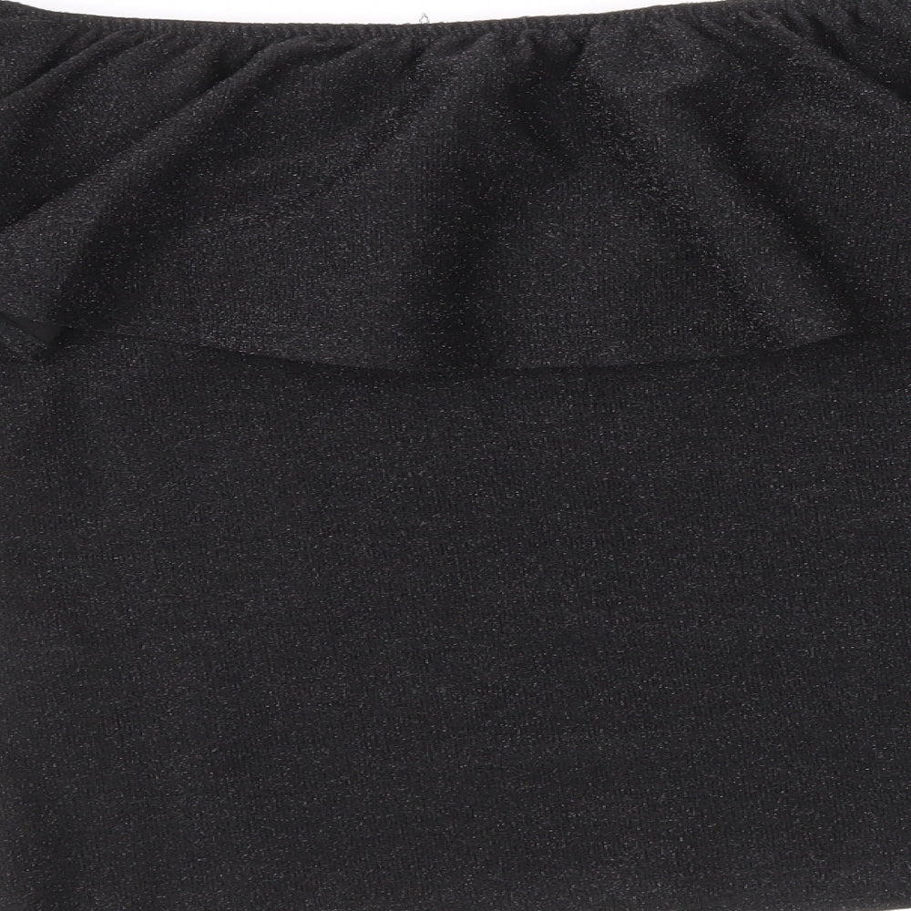 H&M Womens Black Polyester Basic T-Shirt Size S Off the Shoulder