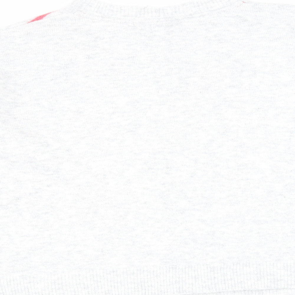 NEXT Womens Grey Scoop Neck Geometric Acrylic Pullover Jumper Size M - Stars