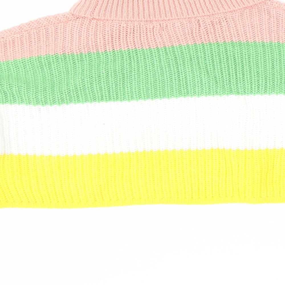 Missguided Womens Multicoloured Roll Neck Striped Acrylic Pullover Jumper Size S