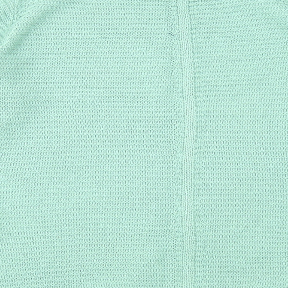 Bonmarché Womens Green Roll Neck Geometric Acrylic Pullover Jumper Size 12