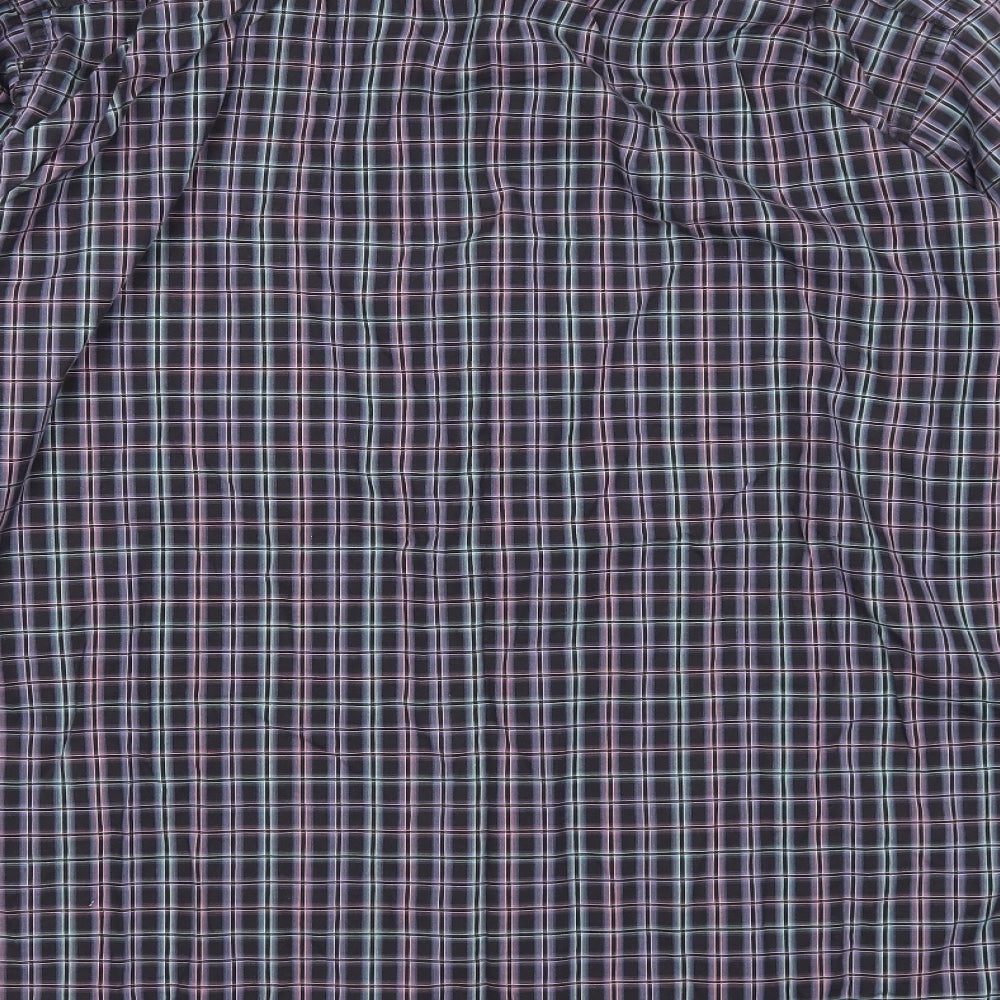 Haines & Bonner Mens Black Plaid Cotton Button-Up Size L Collared Button