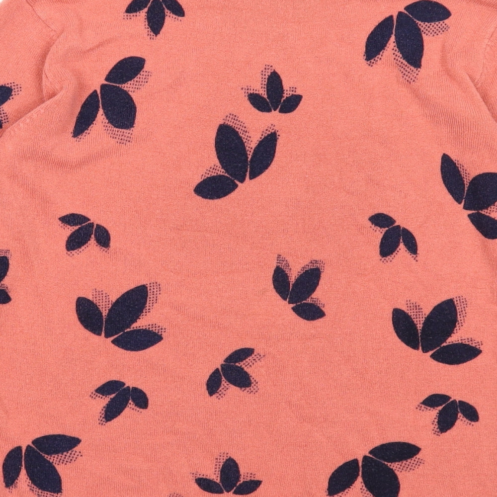 Marks & Spencer Womens Pink Scoop Neck Geometric Acrylic Pullover Jumper Size 10