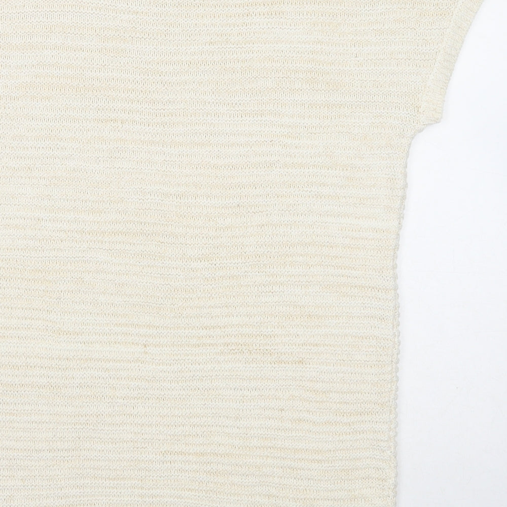 M&Co Womens Ivory Boat Neck Acrylic Pullover Jumper Size 10 - Split Sleeve Detail