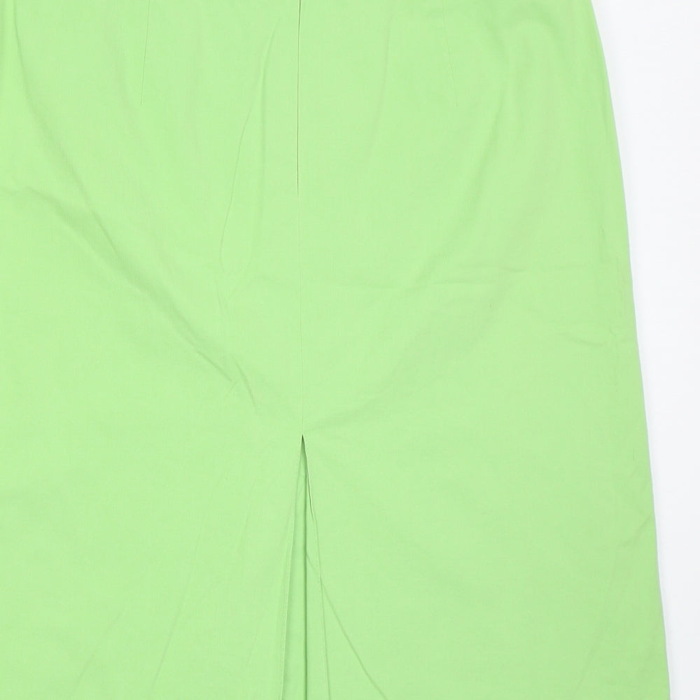 Preworn Womens Green Polyester Straight & Pencil Skirt Size 34 in Zip