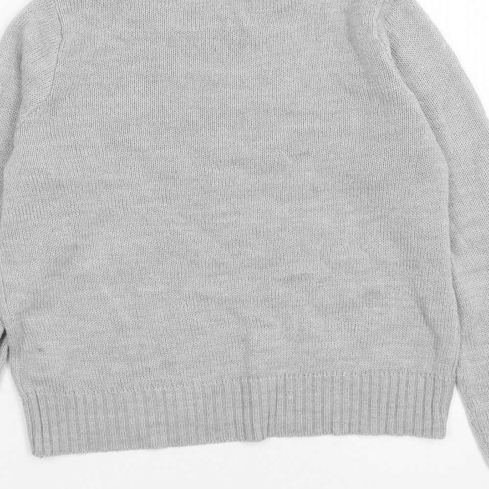 H&M Womens Grey Round Neck Acrylic Pullover Jumper Size XS