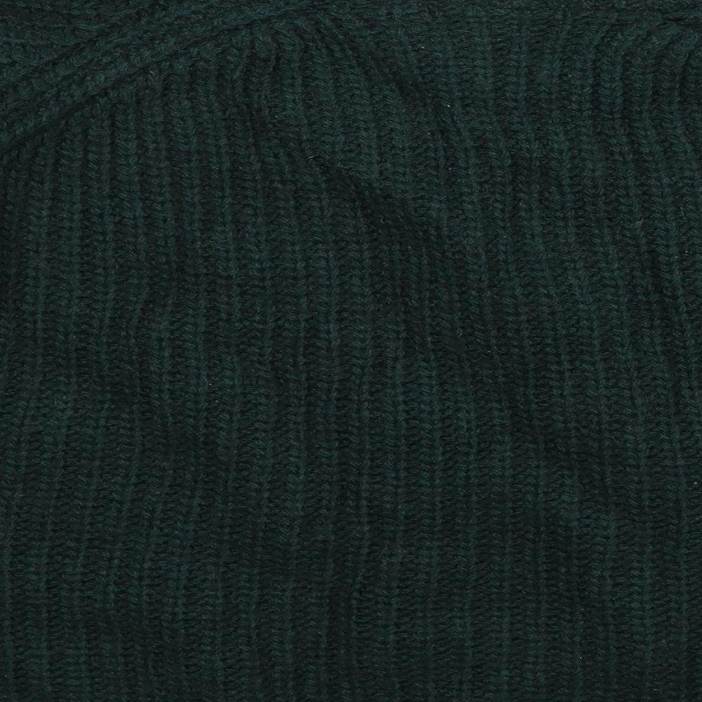 Marks & Spencer Womens Green Mock Neck Acrylic Pullover Jumper Size 14