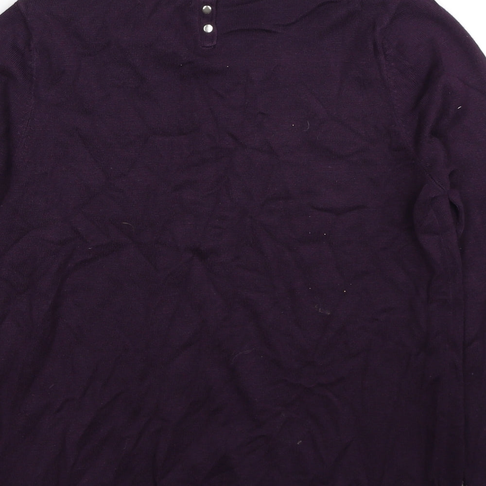 Debenhams Womens Purple Round Neck Viscose Pullover Jumper Size 12